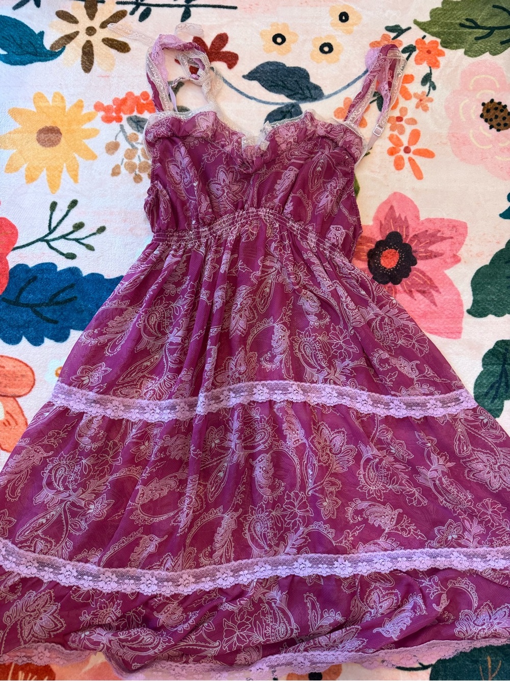 Victoria's Secret Plum Paisley Lace-Trim Chemise